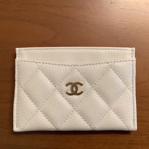 CHANEL CARDHOLDER in WHITE CAVIAR LEATHER - Picture 1 of 4